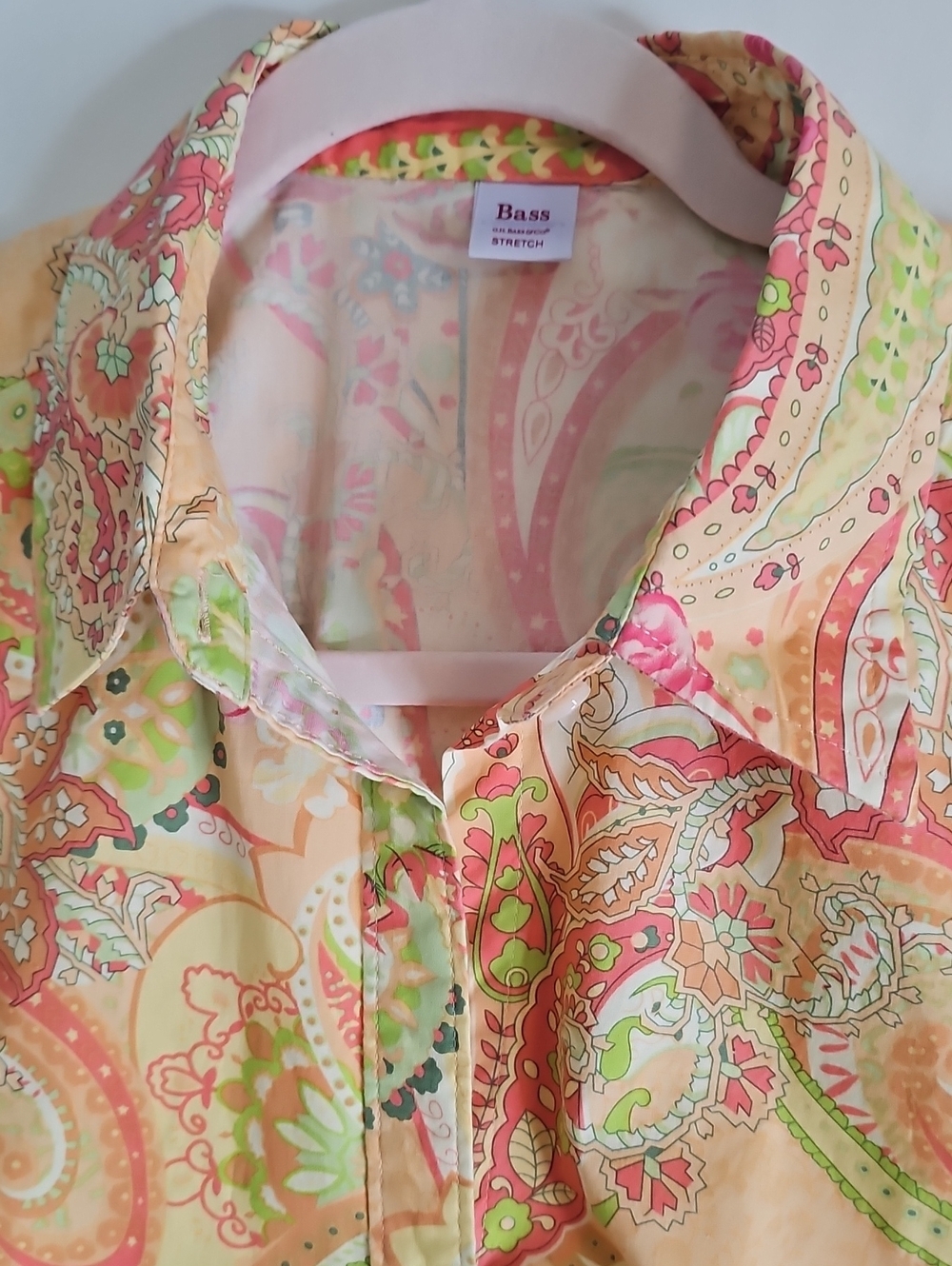 Bass Paisley Button-Down Shirt - Pink, Green, Tan - Picture 2 of 6